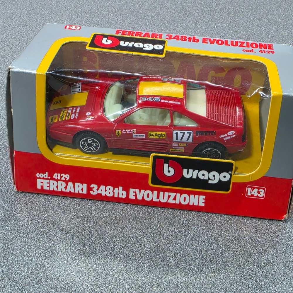 Bburago Ferrari 348tb Evoluzione Kids 1/43 Red New Diecast Race Car 4129